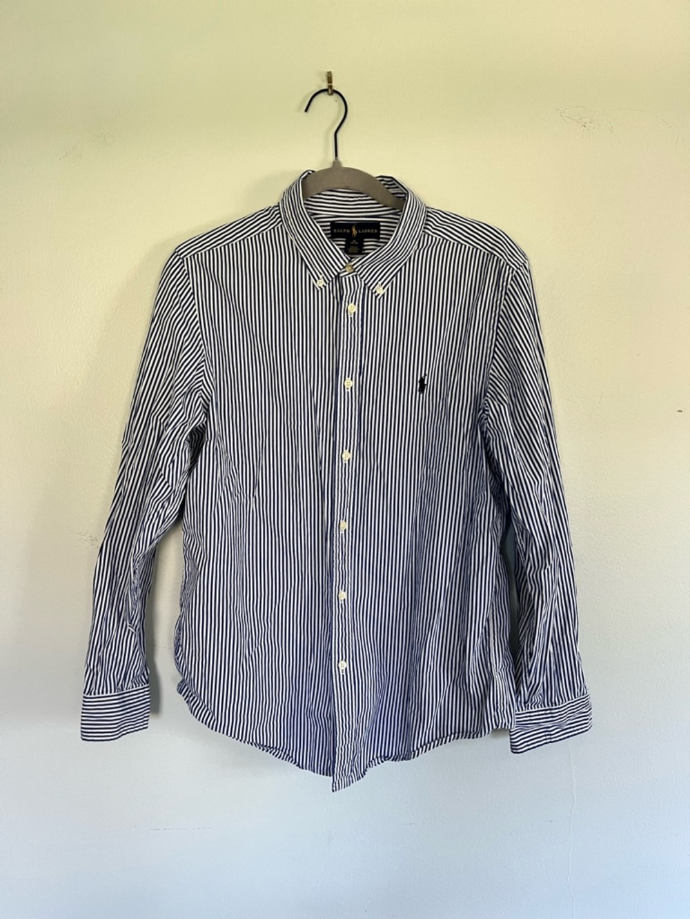Ralph Lauren Big Boys Navy/White Stripe Button-Down Shirt